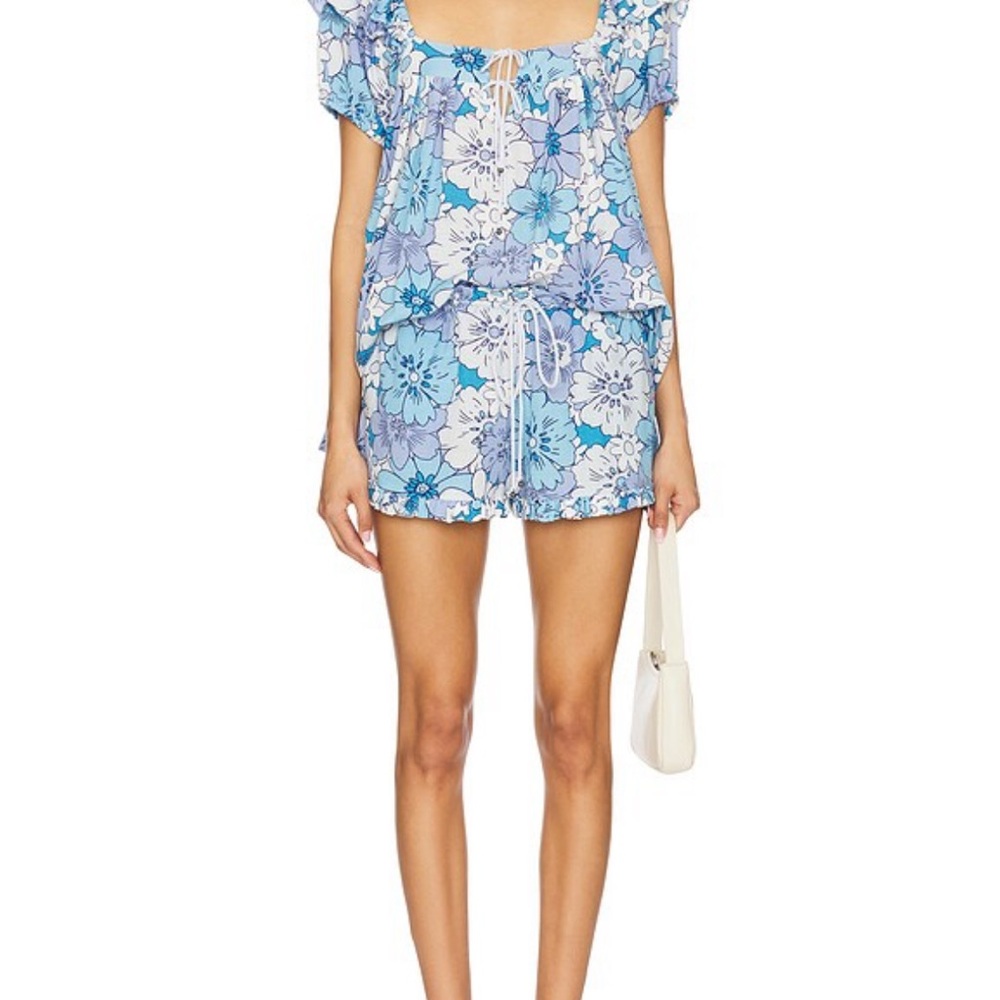 Free People Blue and White Floral Top And shorts
